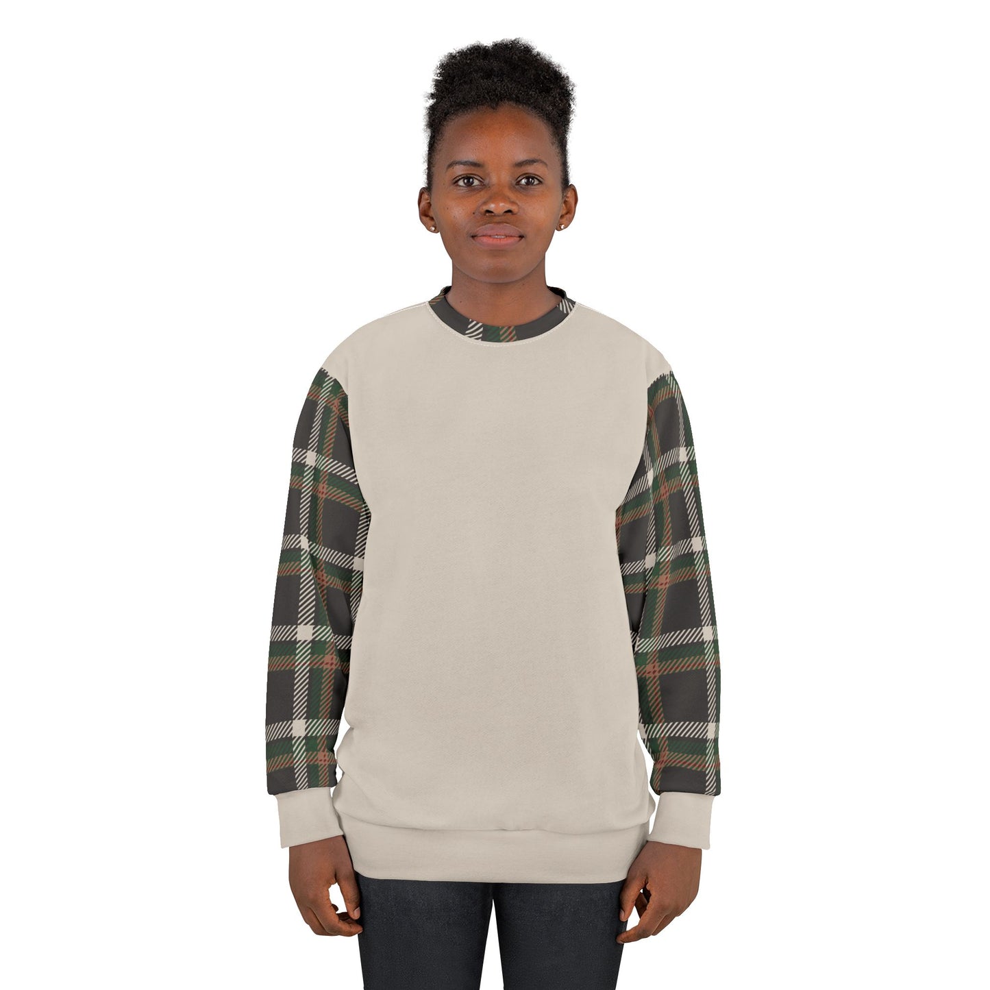 Faithful Tartan Crewneck Sweatshirt – Stone Beige Edition