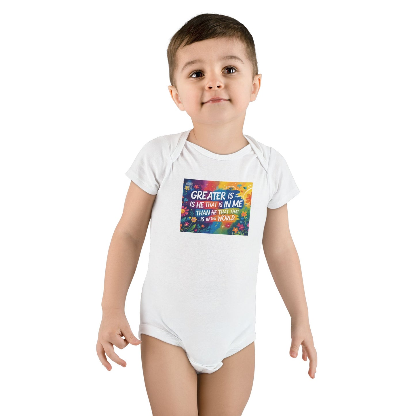 Greater Is He – Baby Onesie, Eco-Friendly, Preemie to 6 Months