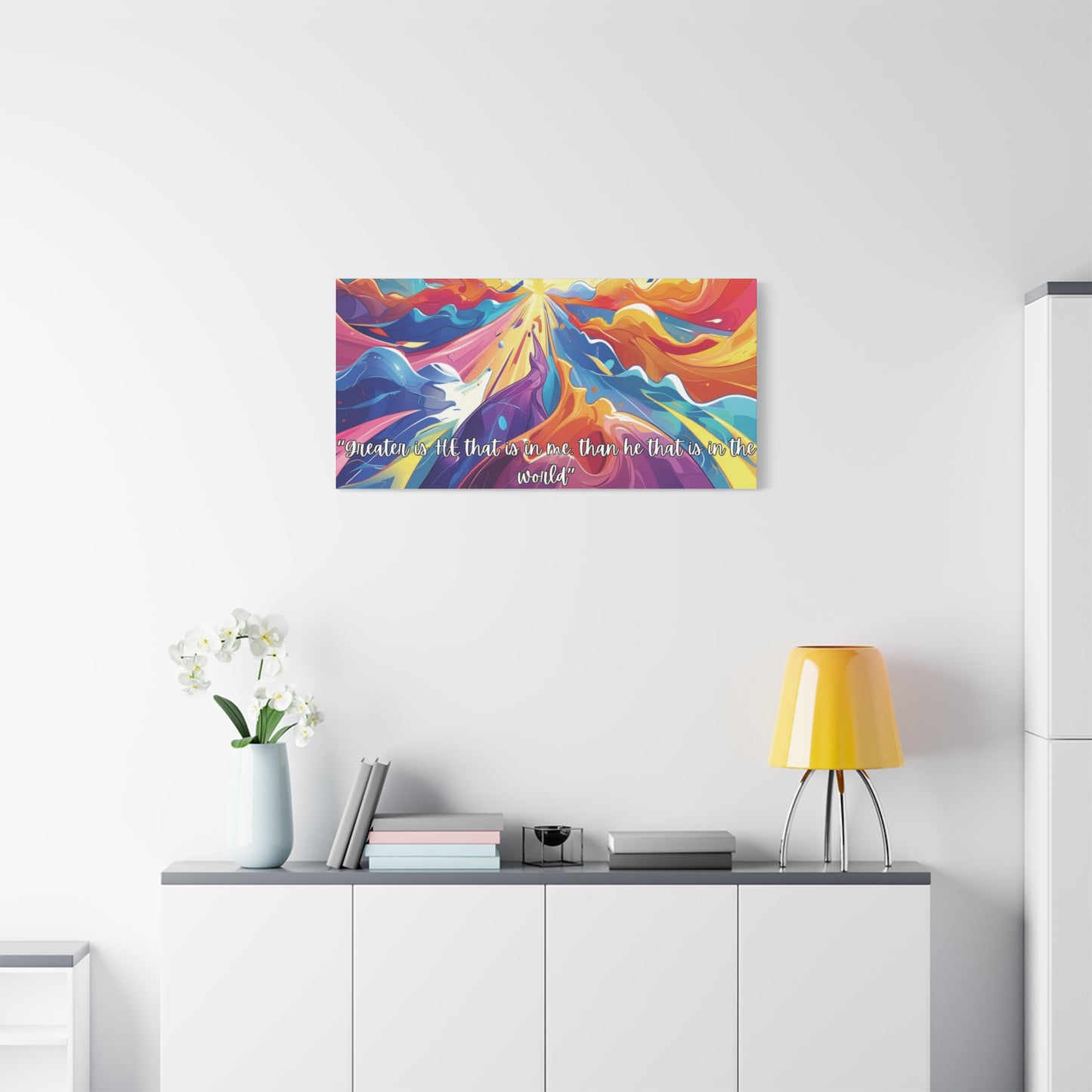 Greater Is He – Scripture Canvas Art