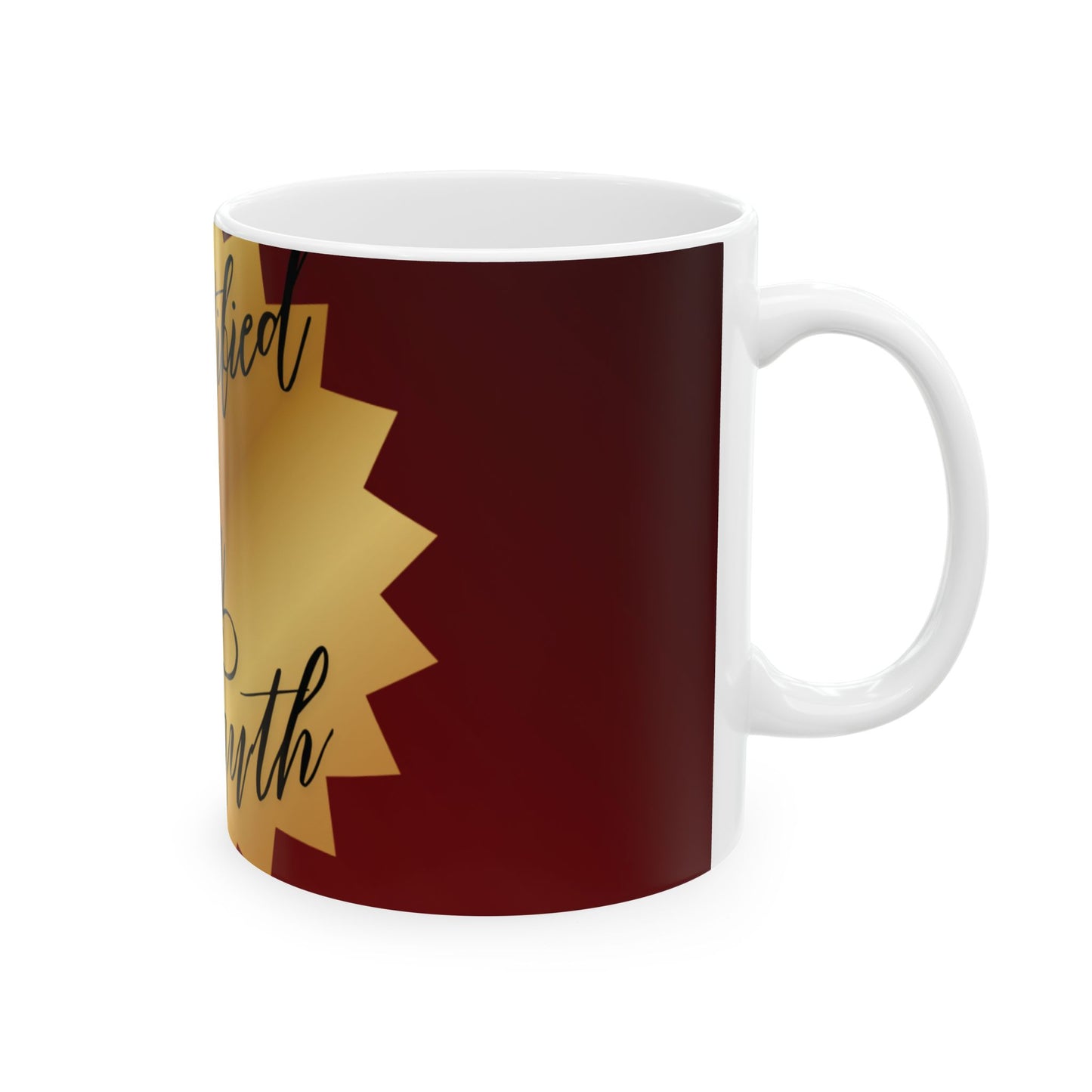 Sanctified In Truth Mug – Golden Emblem Design