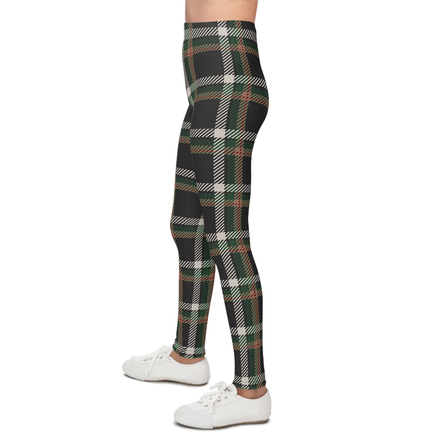 Faithful Tartan Youth Leggings – Rooted in Grace, Ready to Run