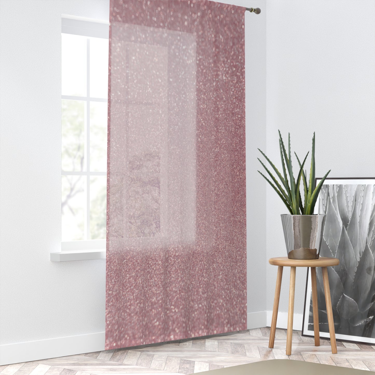 Sheer Divine: Shimmer Dust Rose Curtain Panel