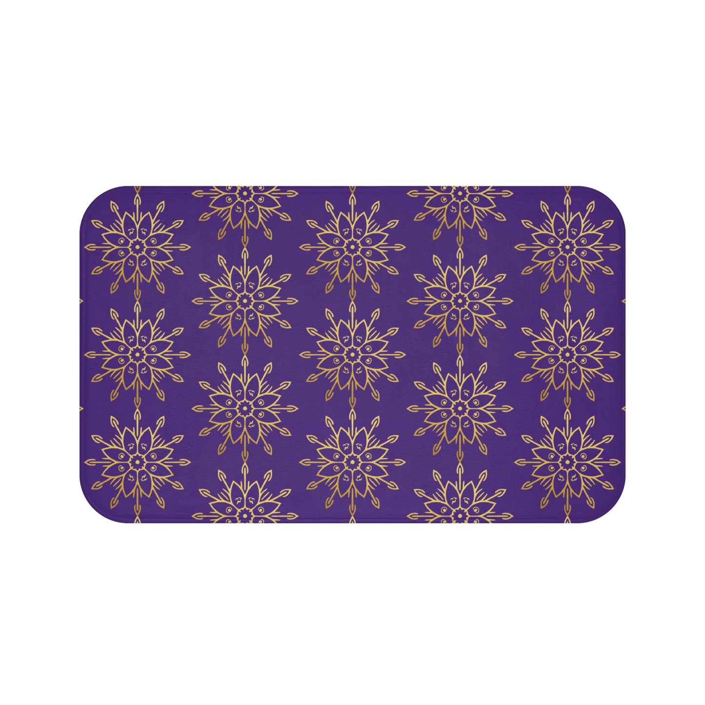 Regal Radiance – Purple & Gold Faith-Inspired Bath Mat