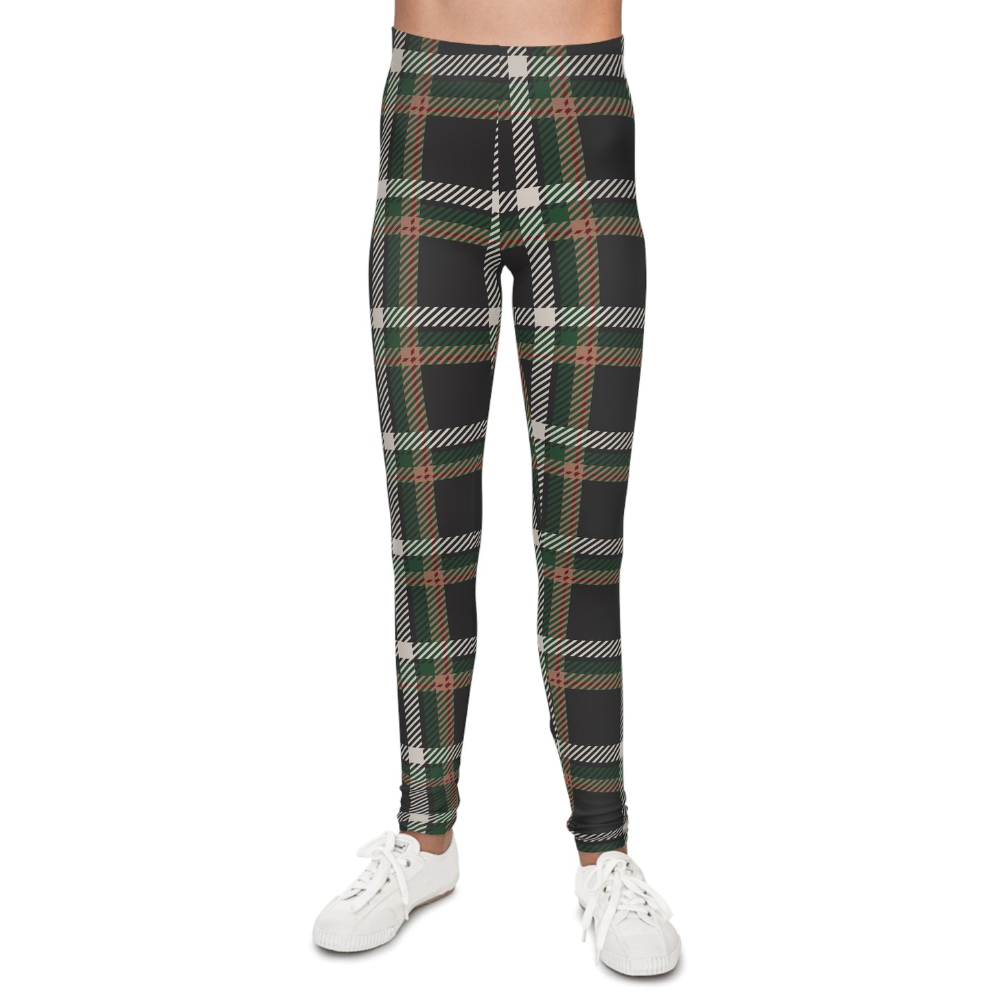 Faithful Tartan Youth Leggings – Rooted in Grace, Ready to Run