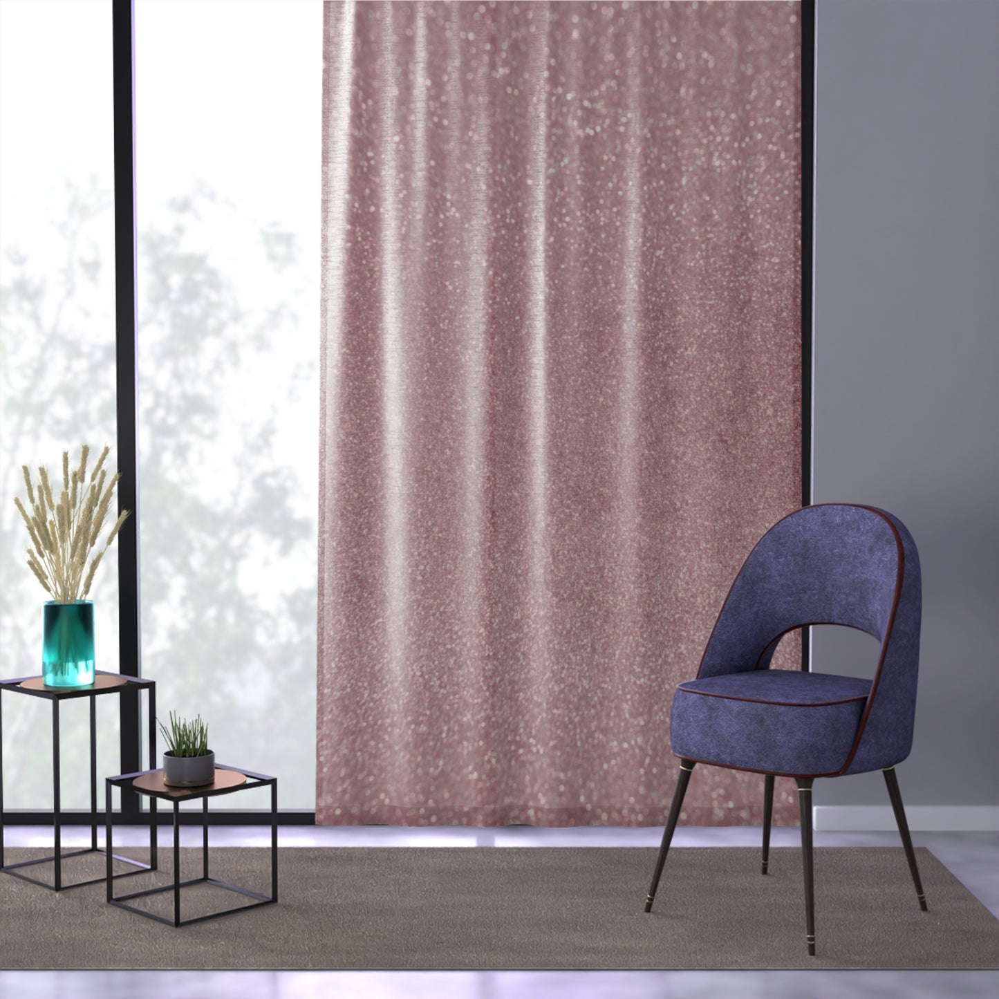 Sheer Divine: Shimmer Dust Rose Curtain Panel