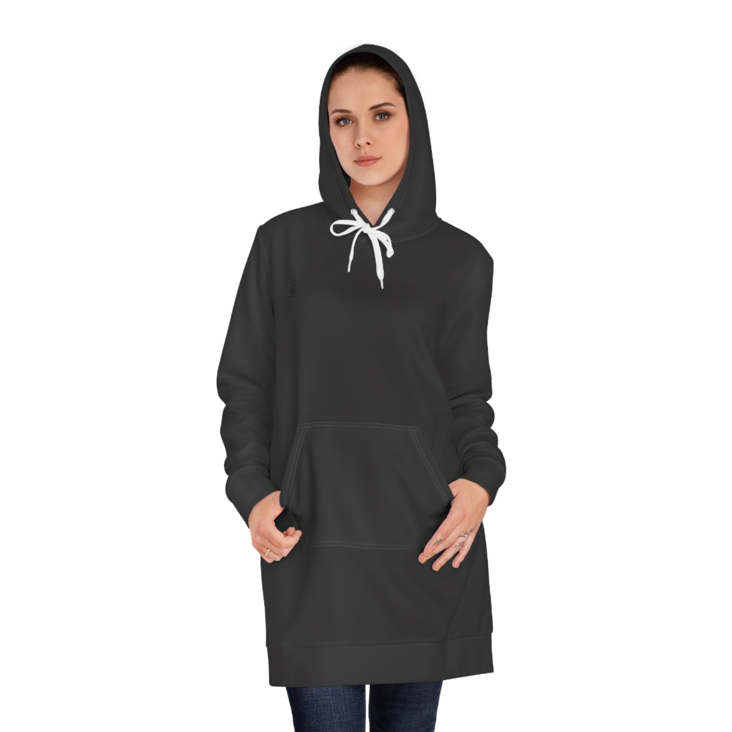 Whispers of Winter Solid Hoodie Dress – Charcoal Black