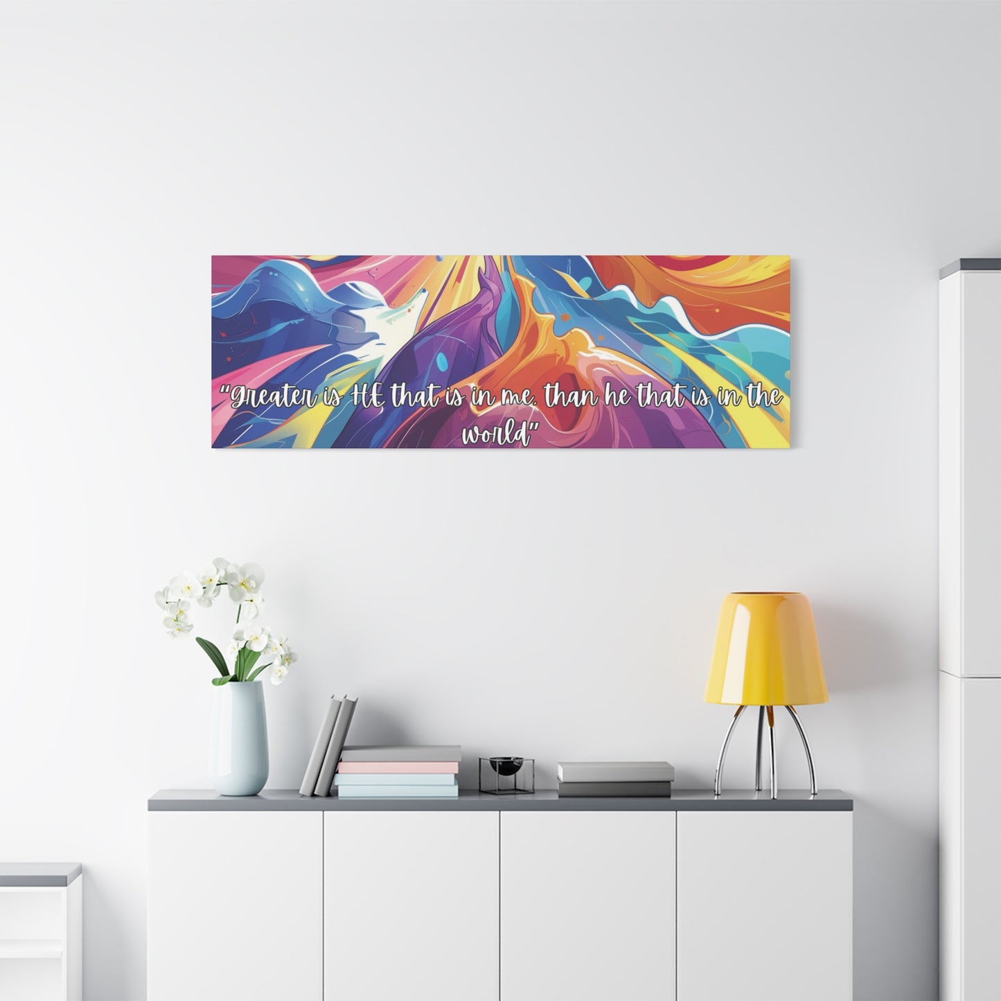 Greater Is He – Scripture Canvas Art