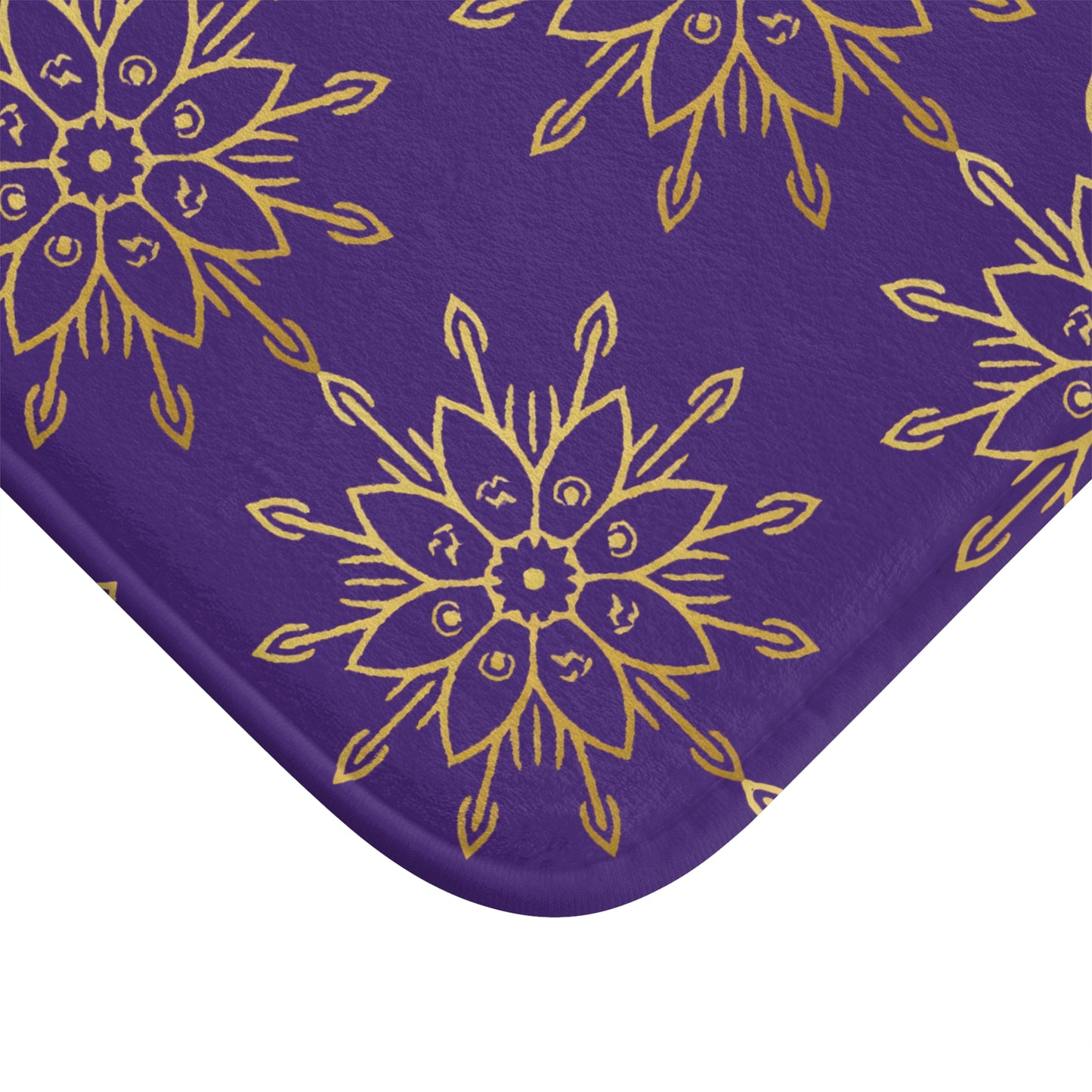 Regal Radiance – Purple & Gold Faith-Inspired Bath Mat