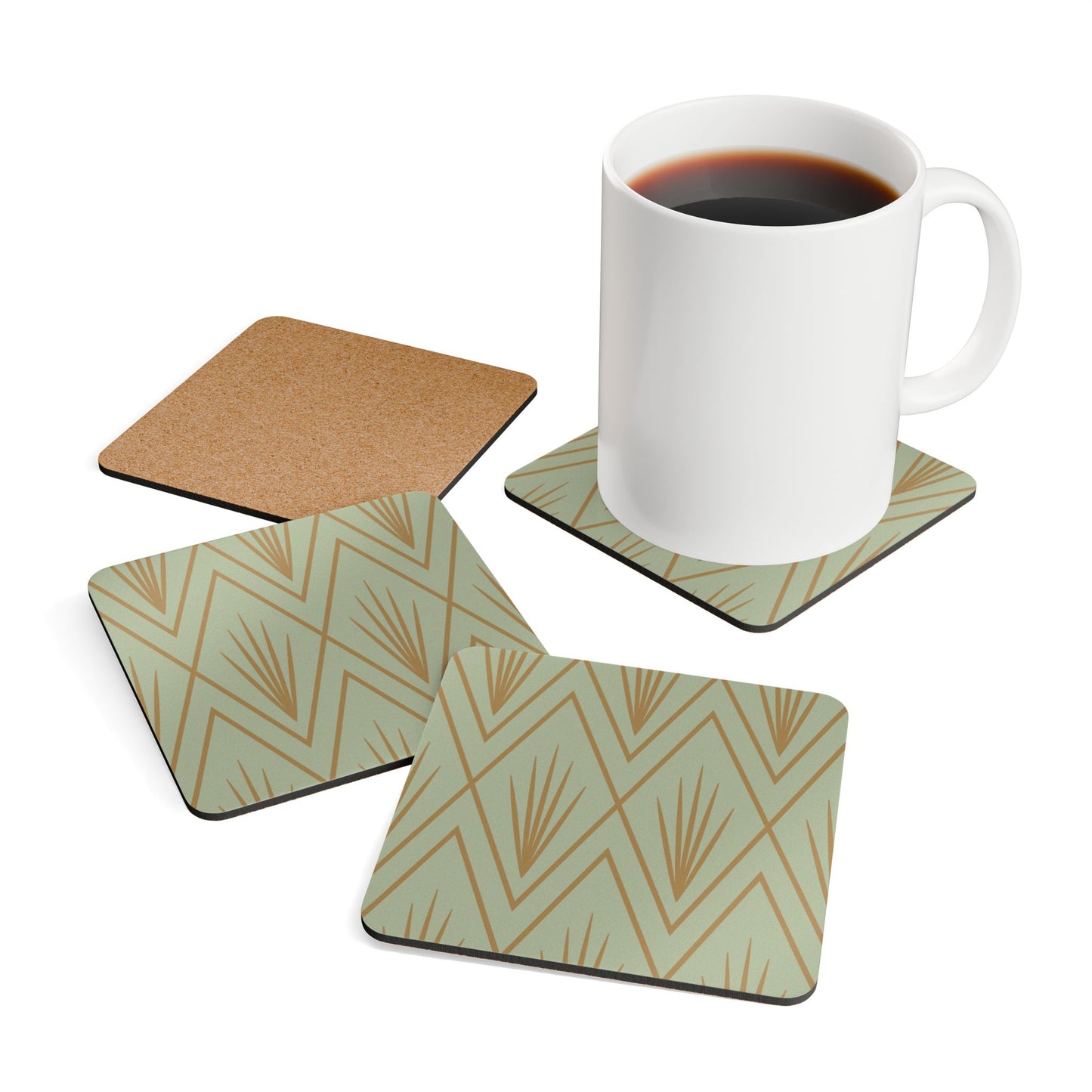 Natural Deco Coaster Set – Sage Light