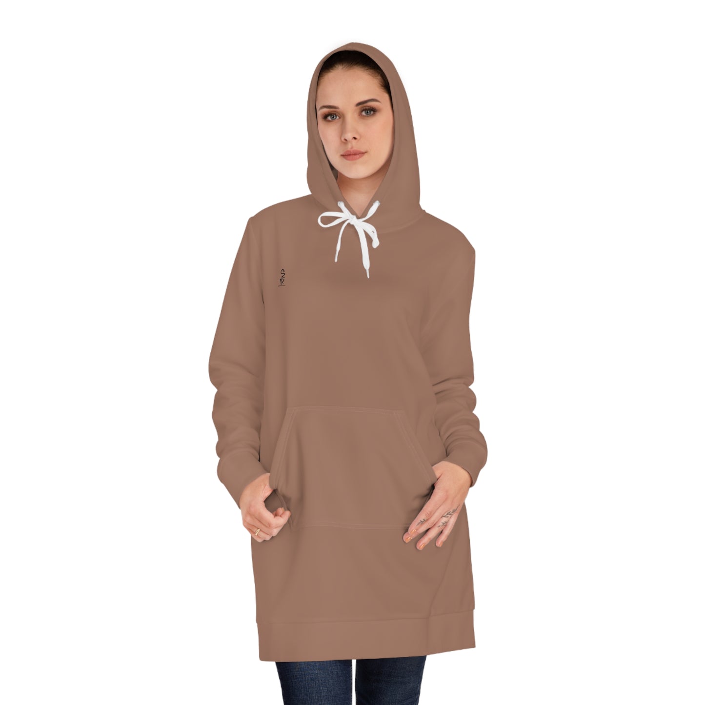 Whispers of Winter Solid Hoodie Dress – Mocha Mousse