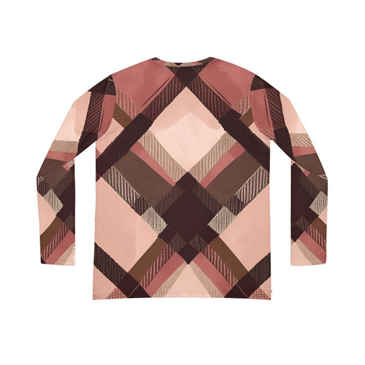 Blush & Mocha Plaid V-Neck Long Sleeve Top, Casual Fashion Top, Perfect for Layering, Fall Fashion, Cozy Everyday Wear