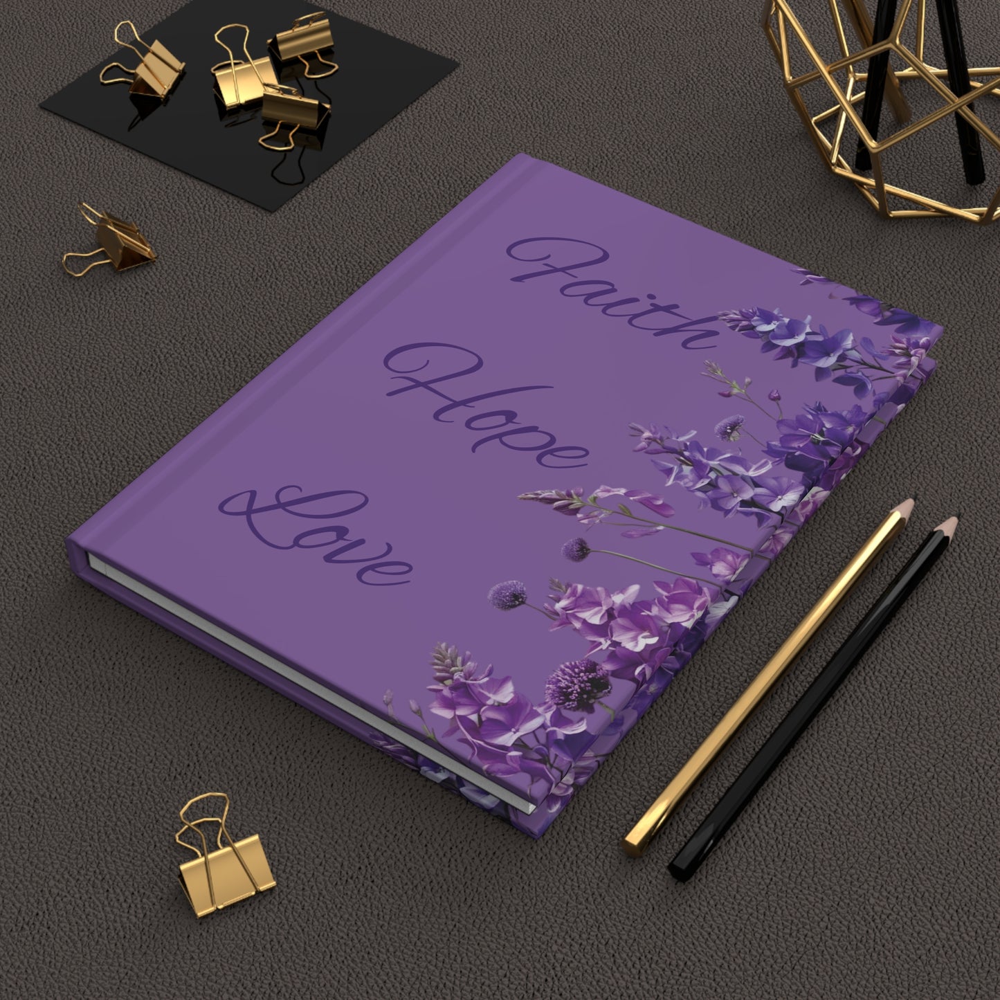Faith Hope Love – Purple Floral Hardcover Journal