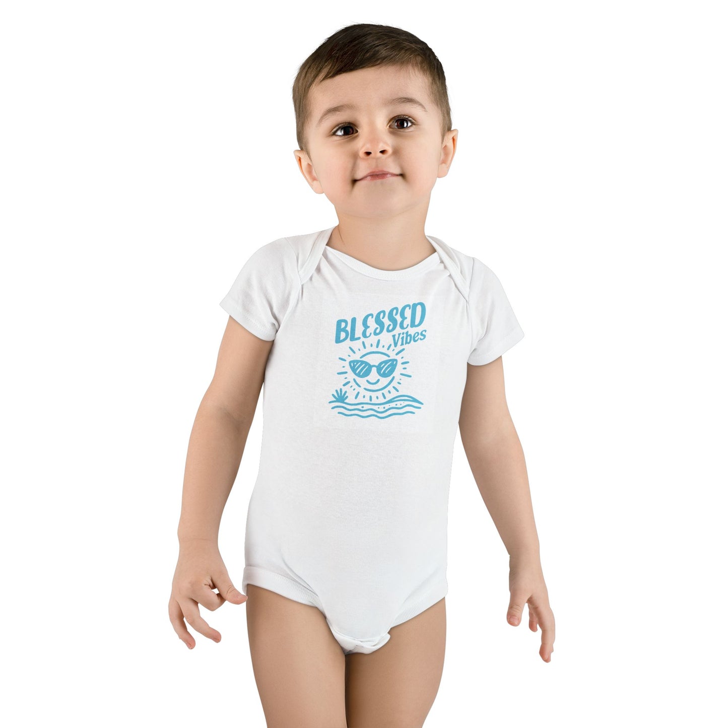 Blessed Vibes Organic Baby Onesie – Sky, Summer Gift for Newborns, Eco-Friendly Onesie, Baby Shower Gift, Cute Baby Clothing
