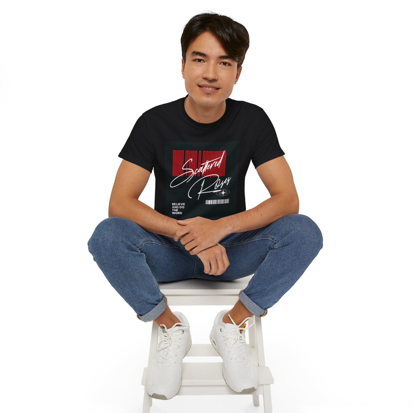 "More Than a Conqueror" Scattered Roses Tee