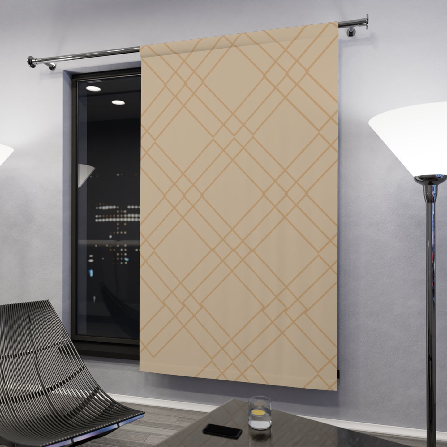 "Aligned in Light: Diamond Weave Curtain – Natural Deco Collection"