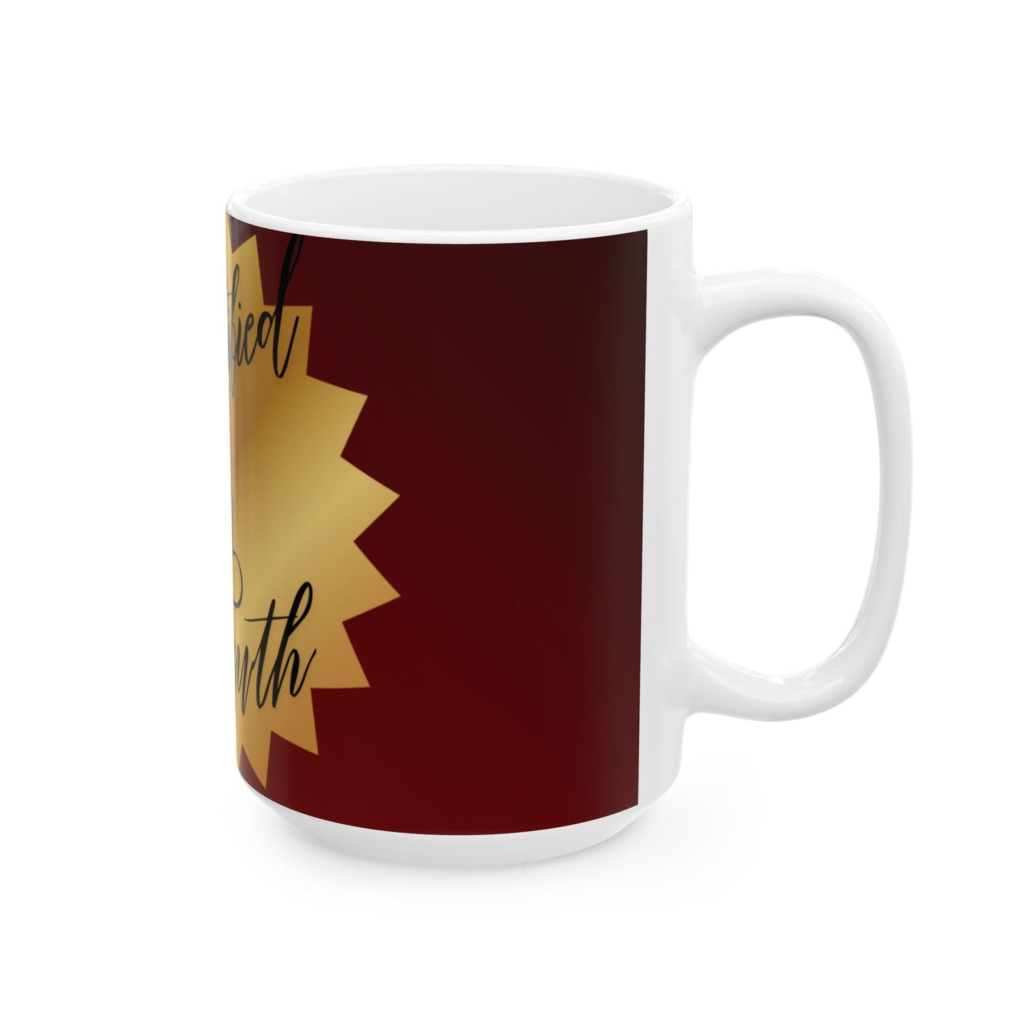 Sanctified In Truth Mug – Golden Emblem Design