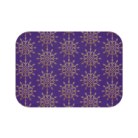 Regal Radiance – Purple & Gold Faith-Inspired Bath Mat