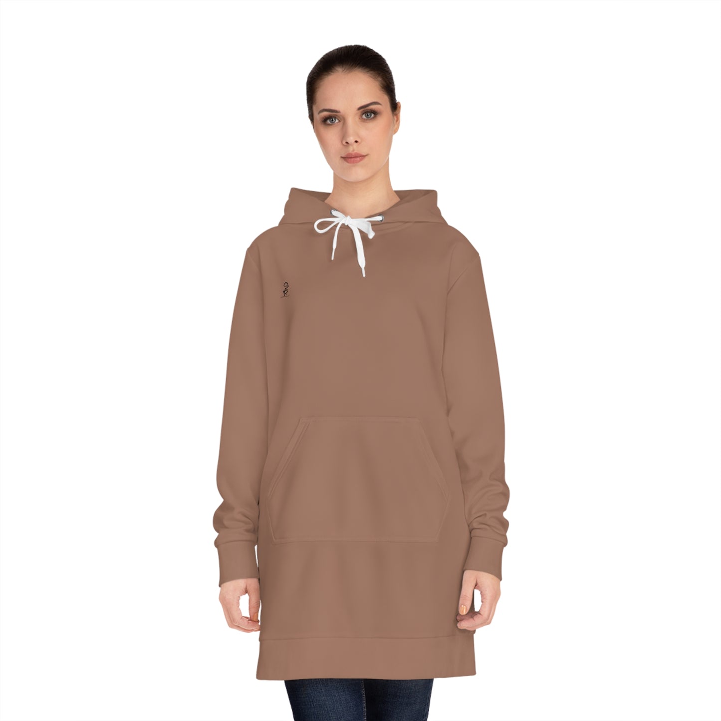 Whispers of Winter Solid Hoodie Dress – Mocha Mousse