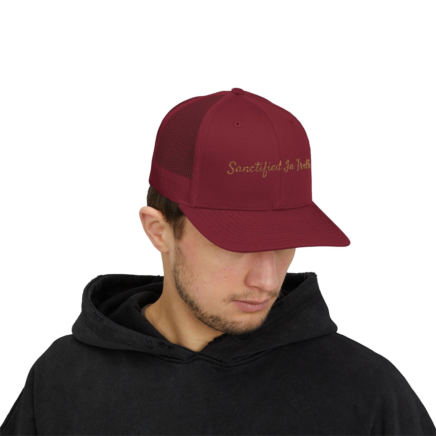 Sanctified In Truth Mesh Trucker Hat – Faith on the Go