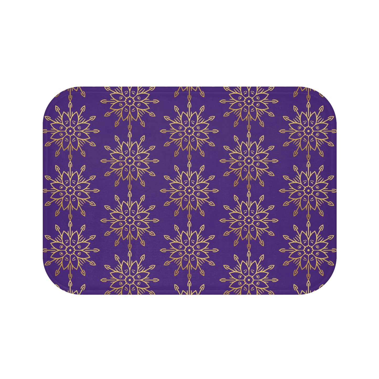 Regal Radiance – Purple & Gold Faith-Inspired Bath Mat