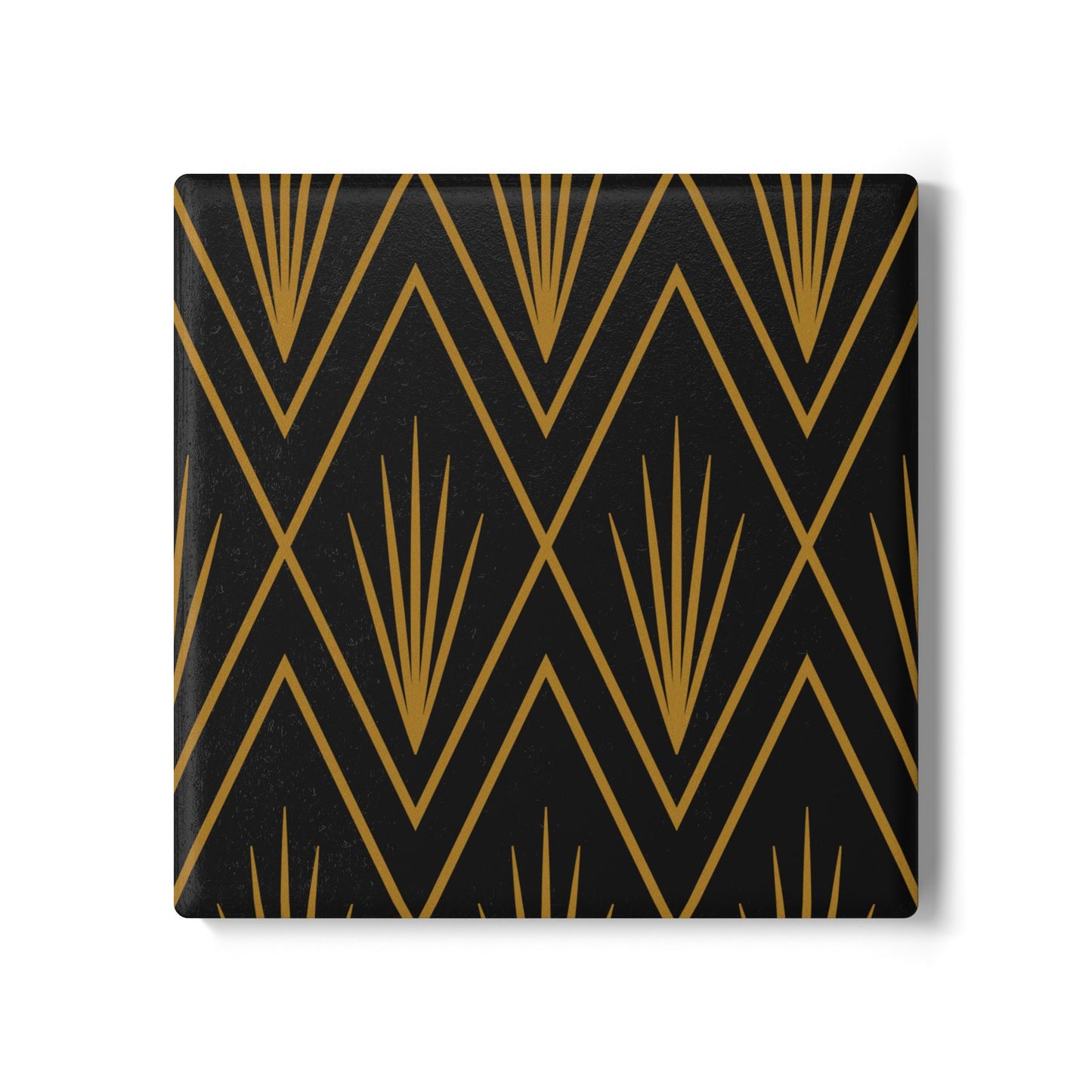 Gatsby Grace Ceramic Coaster – Dark Goldenrod on Black
