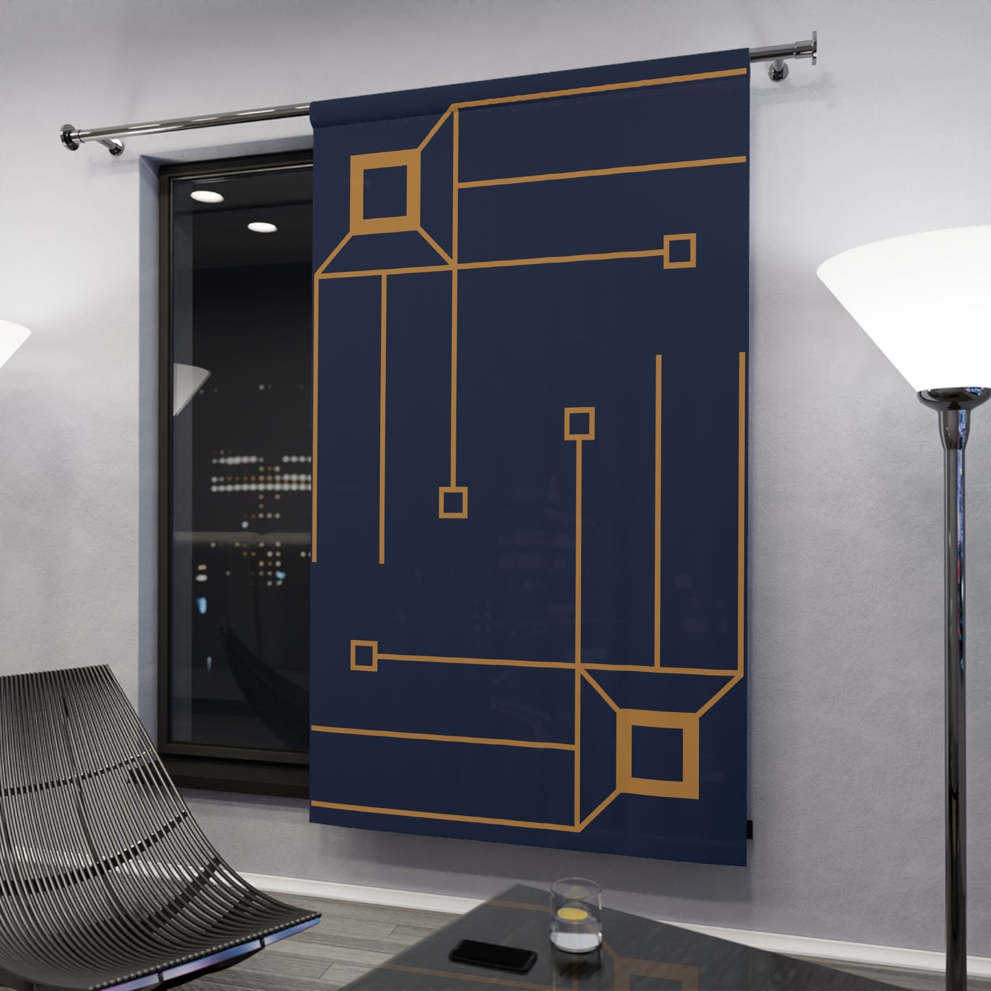 Midnight Luxe: Cornerstone Grid Curtain Panel