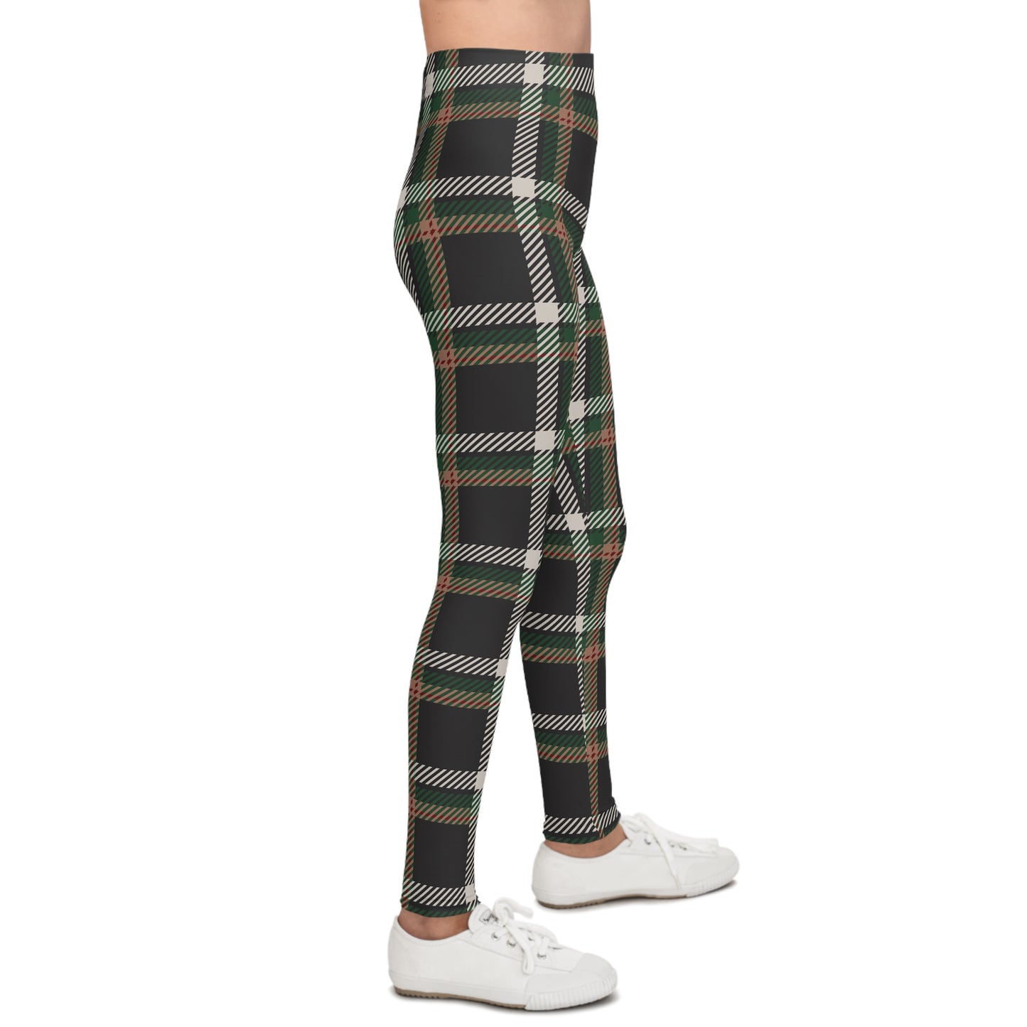 Faithful Tartan Youth Leggings – Rooted in Grace, Ready to Run