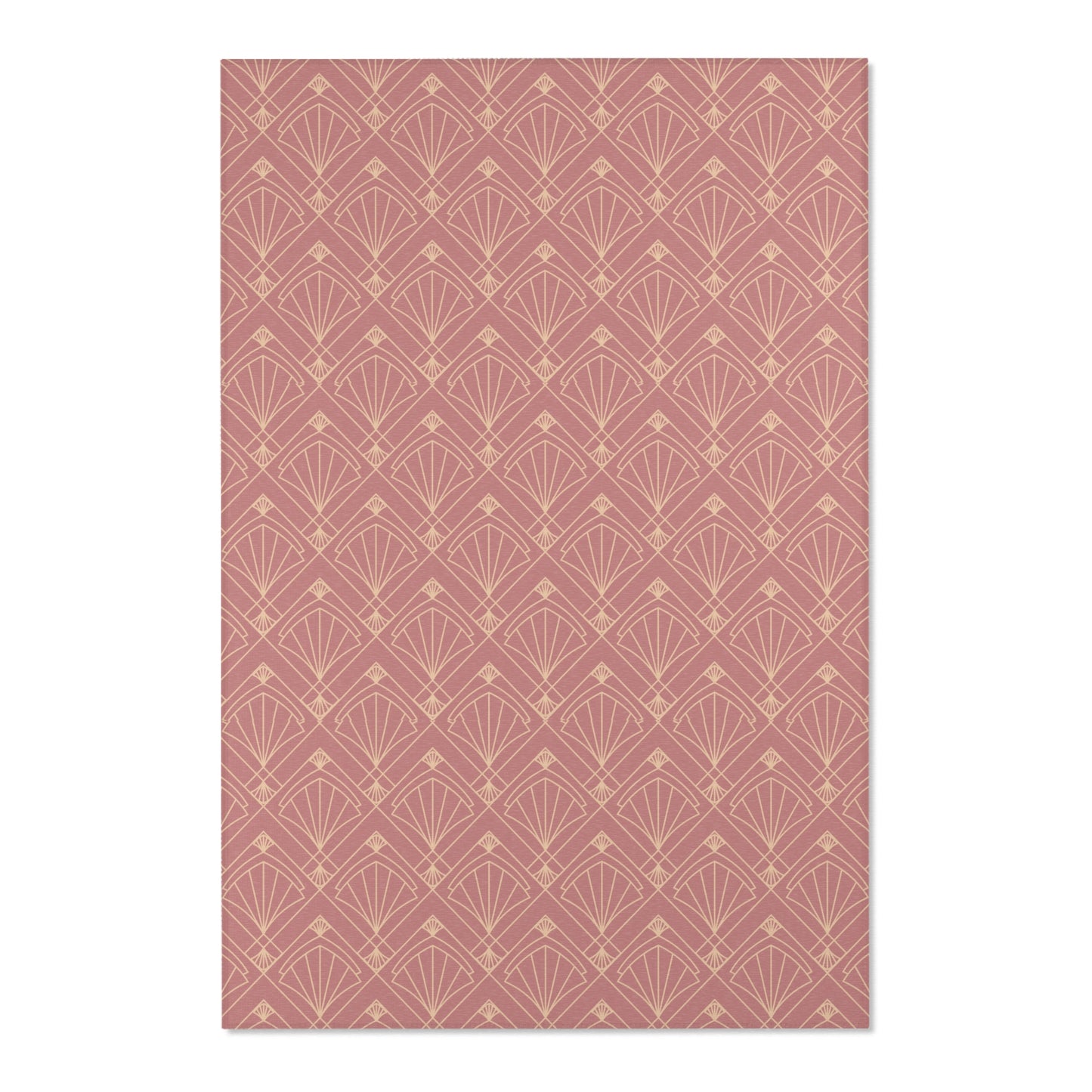 Rose Radiance Art Deco Rug – Champagne Gold on Muted Rose