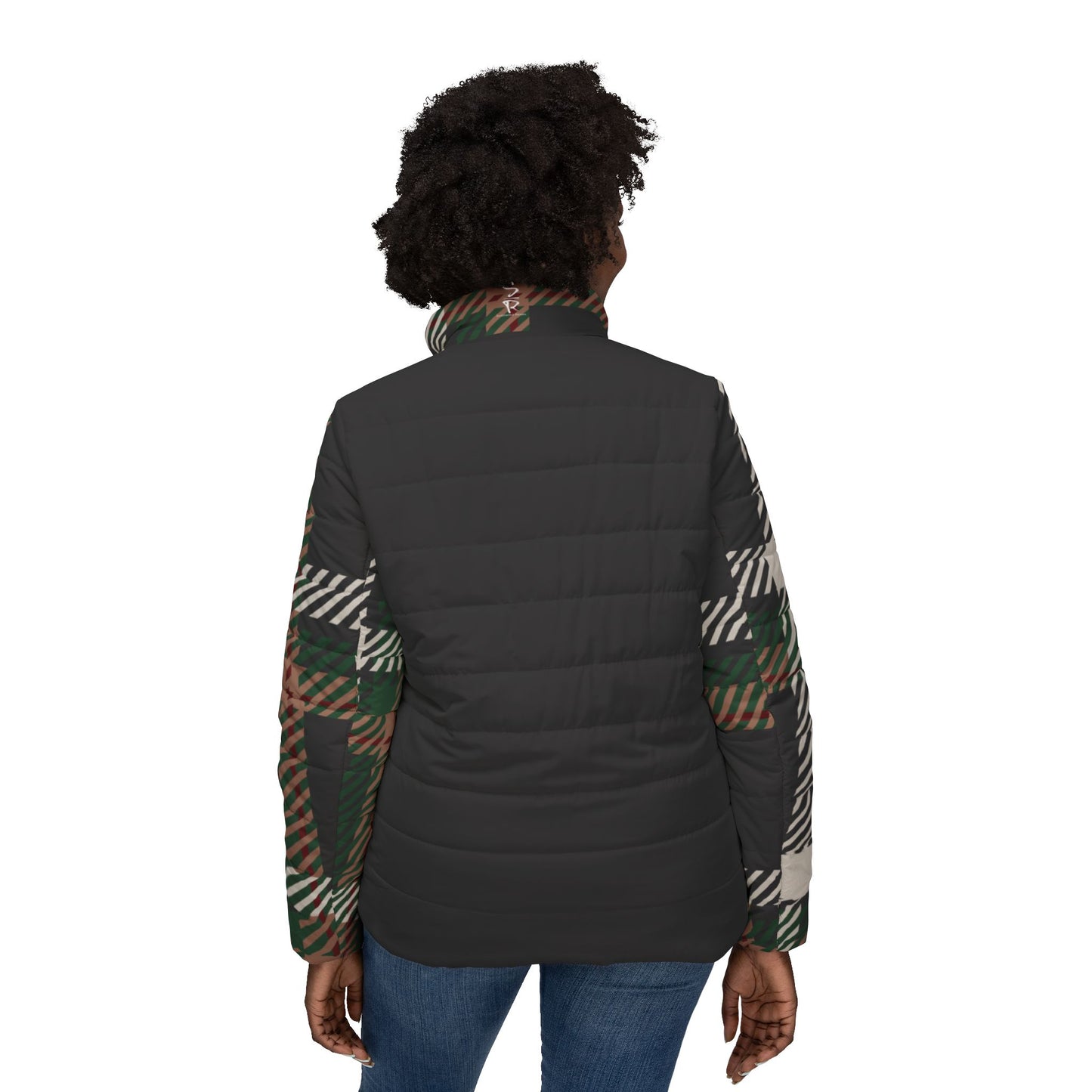 Faithful Tartan Puffer Jacket – Black Edition - Women's