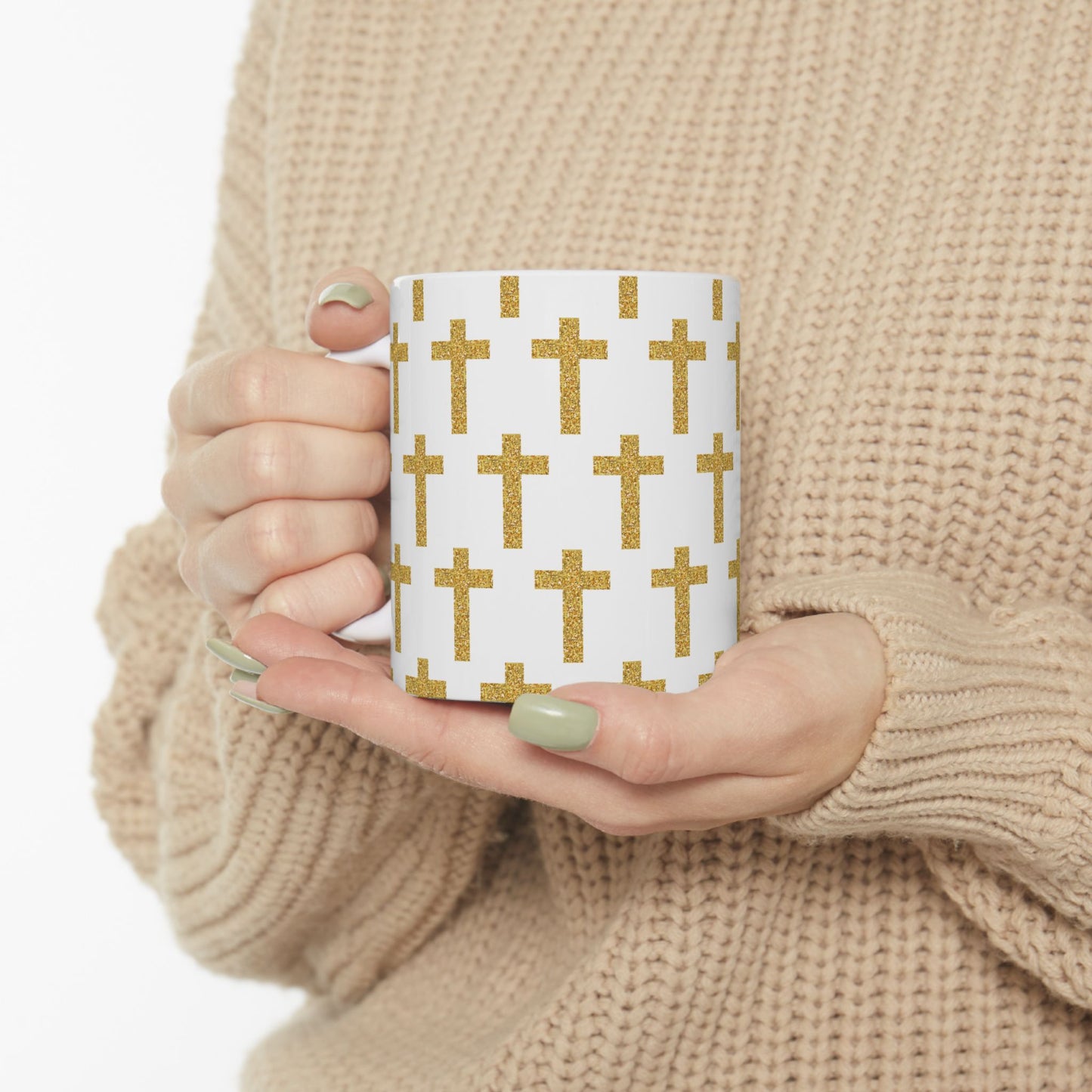 Faith in Every Sip – Gold Cross Mug - 11oz, 15oz