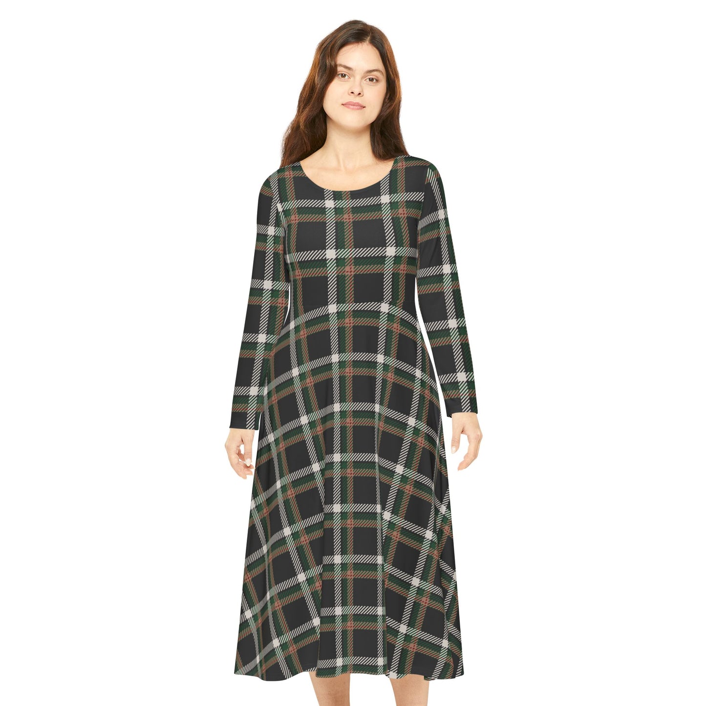 Faithful Tartan – Women’s Long Sleeve Midi Dress