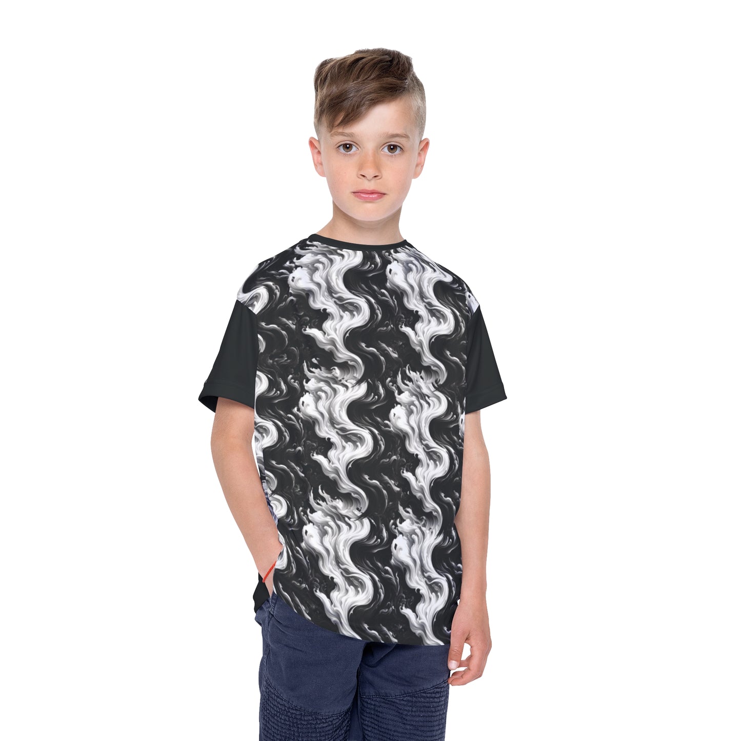 Holy Motion Tee- Black and White Waves
