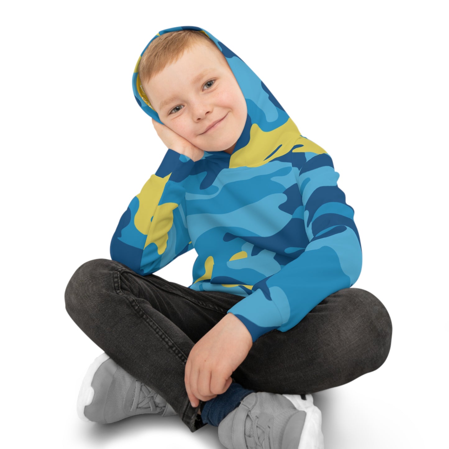 “Little Warrior Camo Hoodie – Blue Blaze”