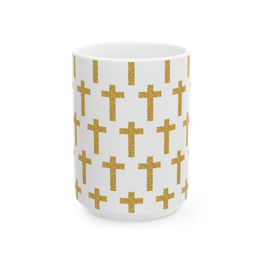 Faith in Every Sip – Gold Cross Mug - 11oz, 15oz