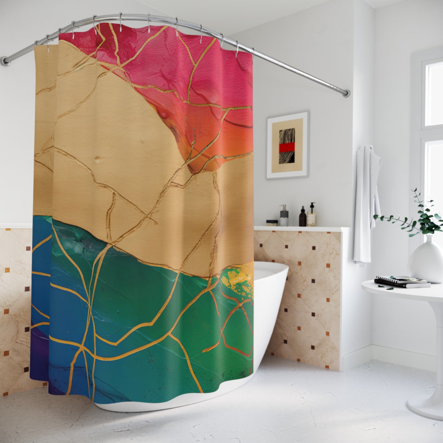 Divinely Mended – Kintsugi-Inspired Shower Curtain