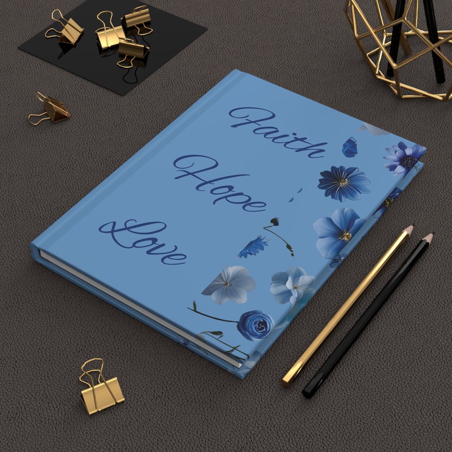 Faith Hope Love – Blue Floral Hardcover Journal
