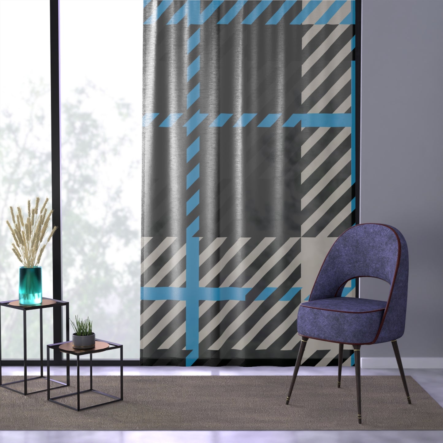 Frozen Echo Plaid Sheer Curtain