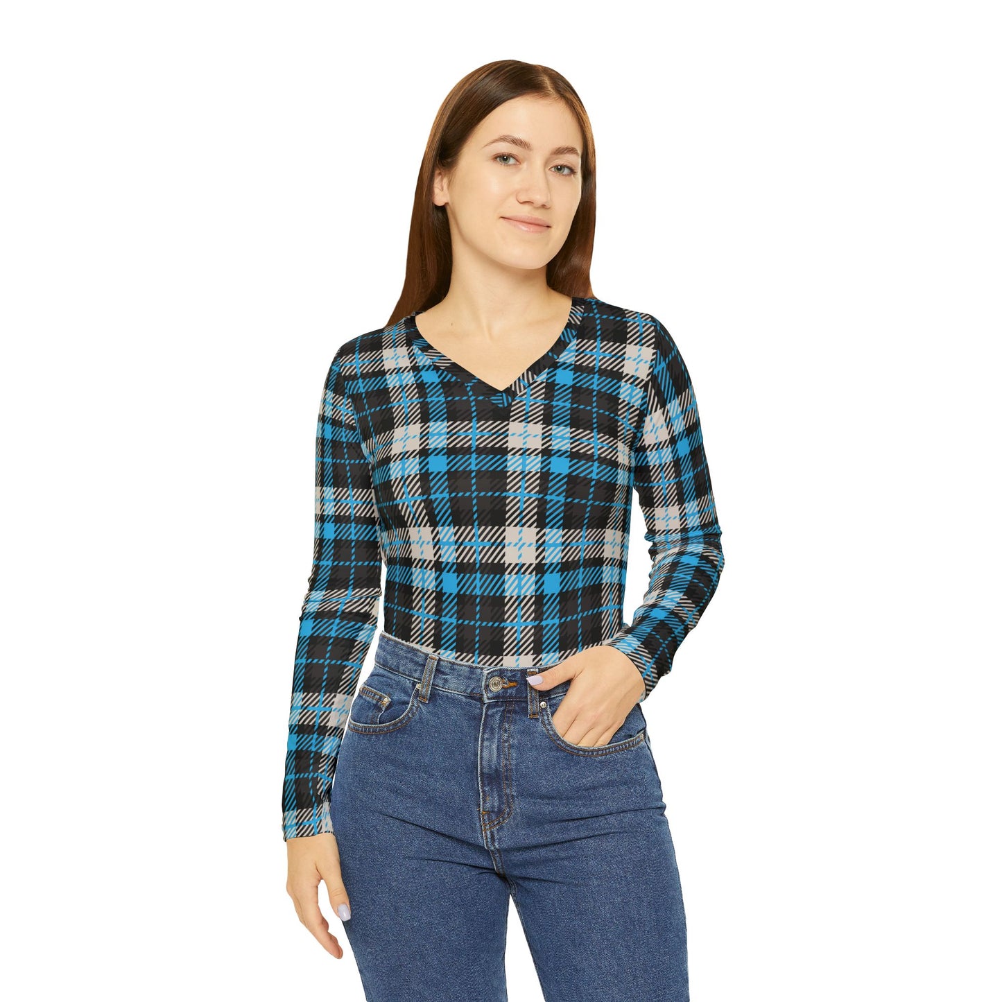 Silent Crossing Women’s V-Neck Long Sleeve – Grace in the Shadows