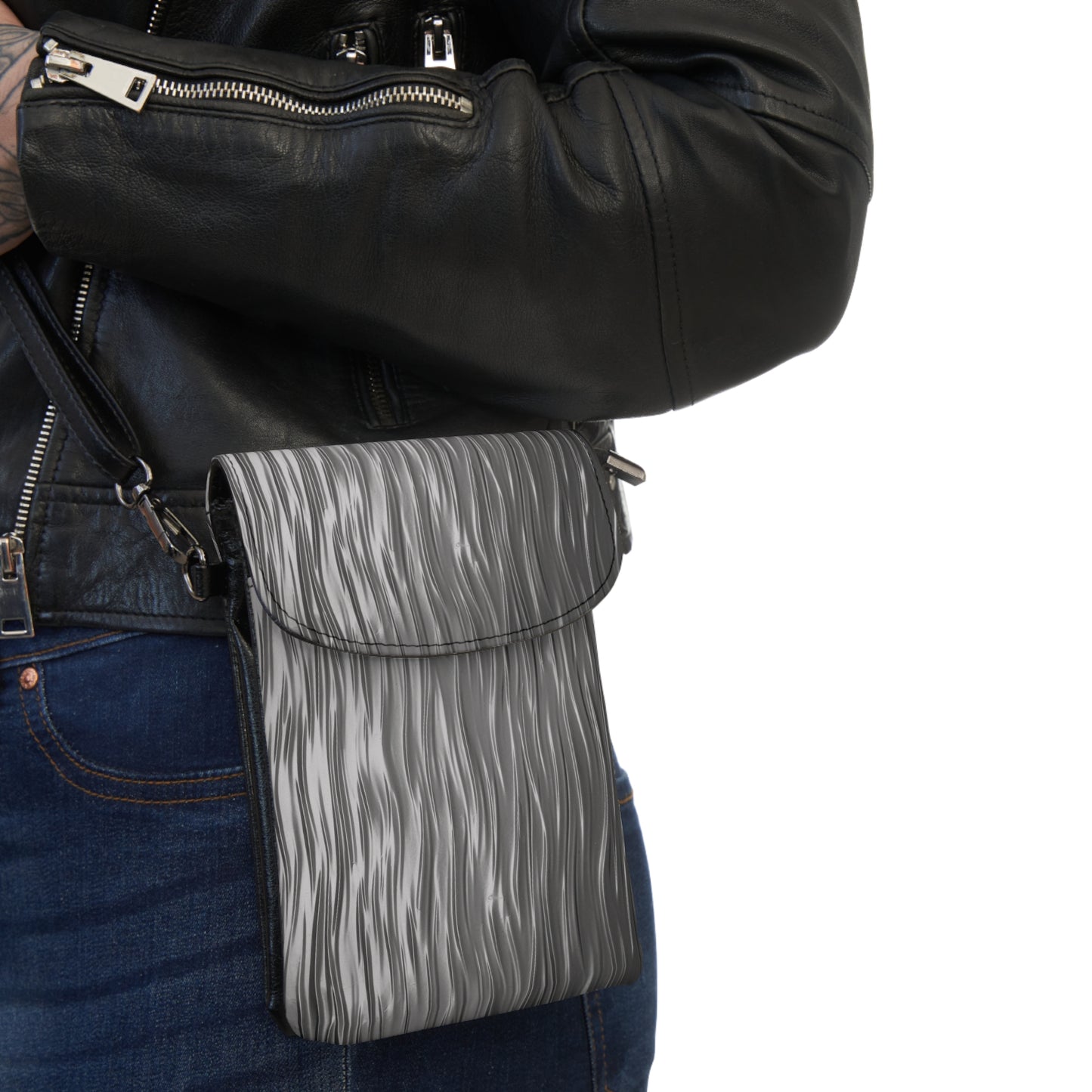 “Flow State” Crossbody Phone Purse – Grayscale River Edition