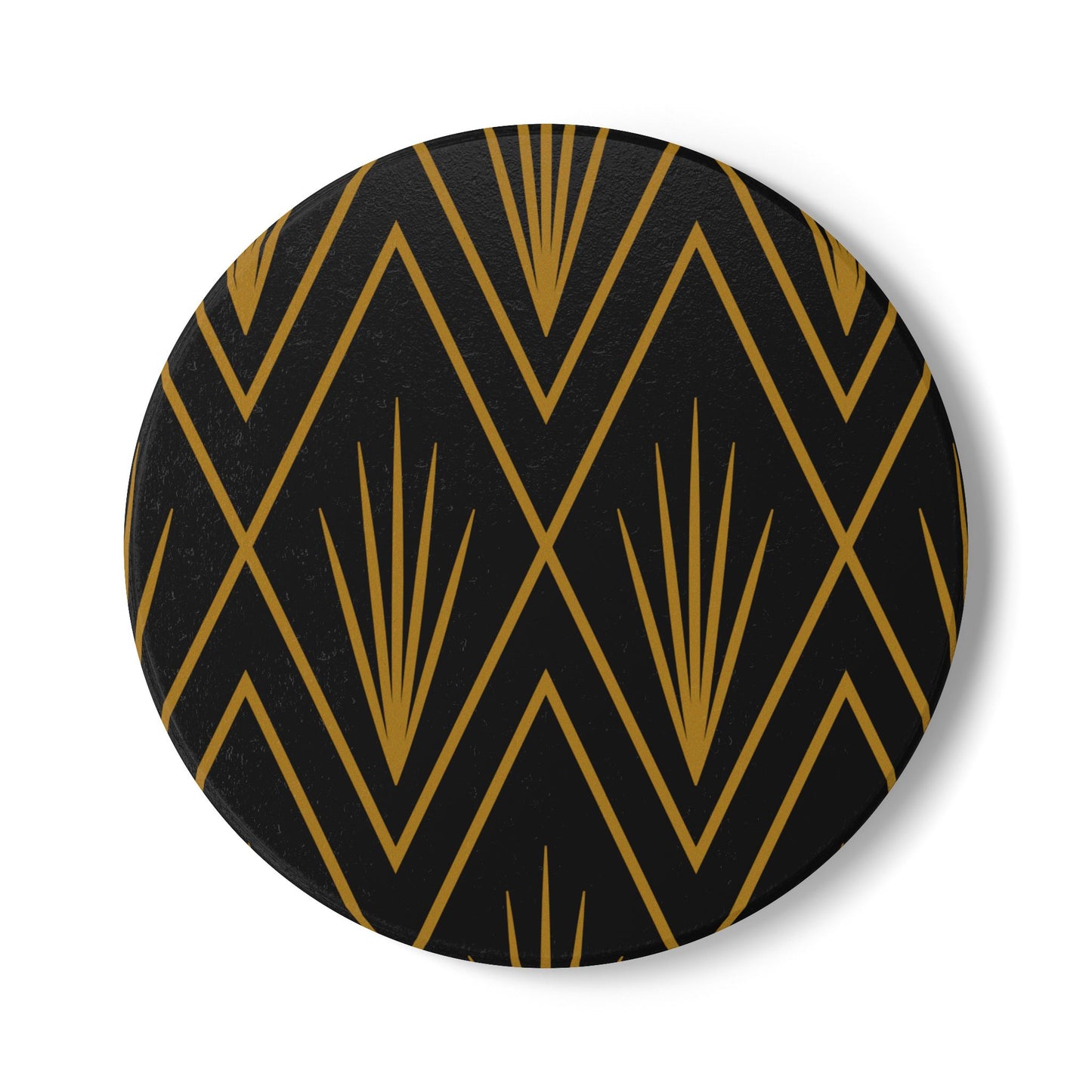 Gatsby Grace Ceramic Coaster – Dark Goldenrod on Black