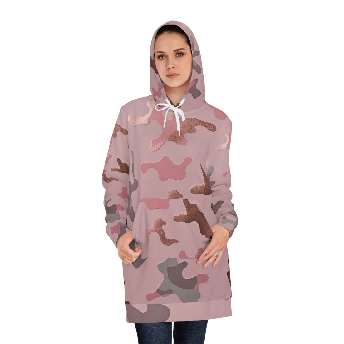Blush Battle – Women’s Camo Hoodie Dress