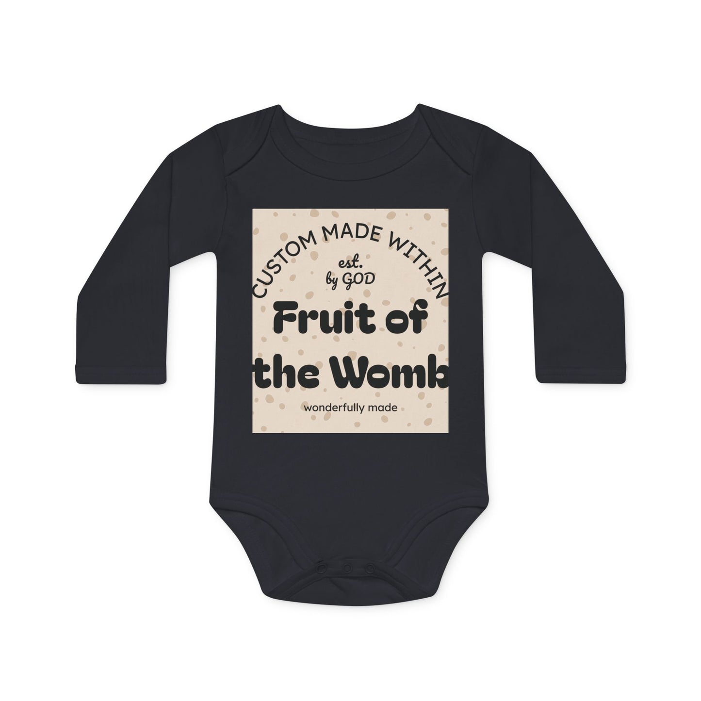 Fruit of the Womb Long Sleeve Organic Onesie – Sandstone Sprinkle