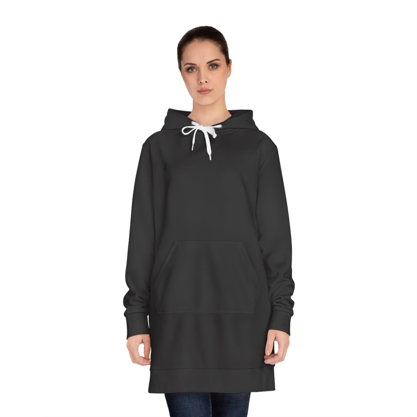 Whispers of Winter Solid Hoodie Dress – Charcoal Black