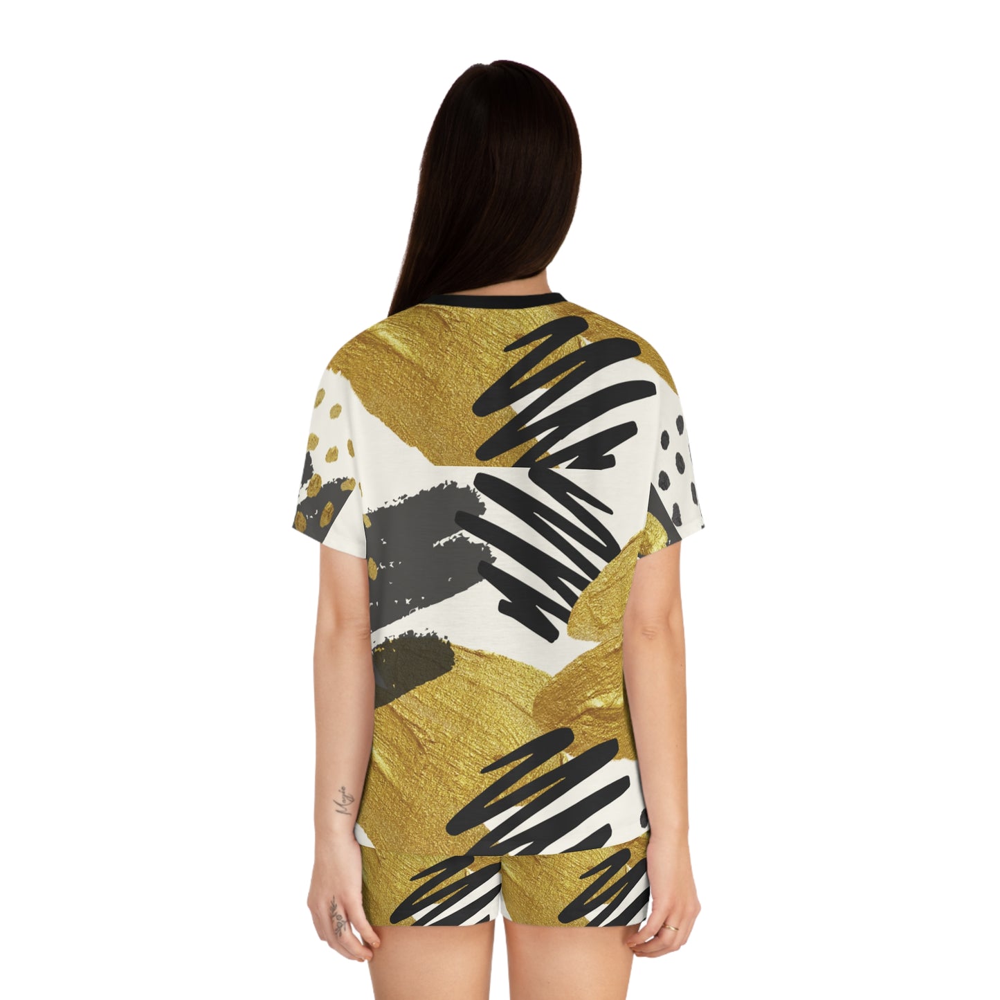 Real. Raw. Authentic. LOVE – Women’s Black & Gold Abstract Pajama Set