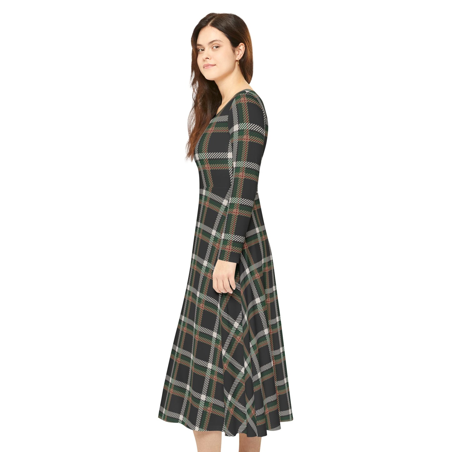 Faithful Tartan – Women’s Long Sleeve Midi Dress