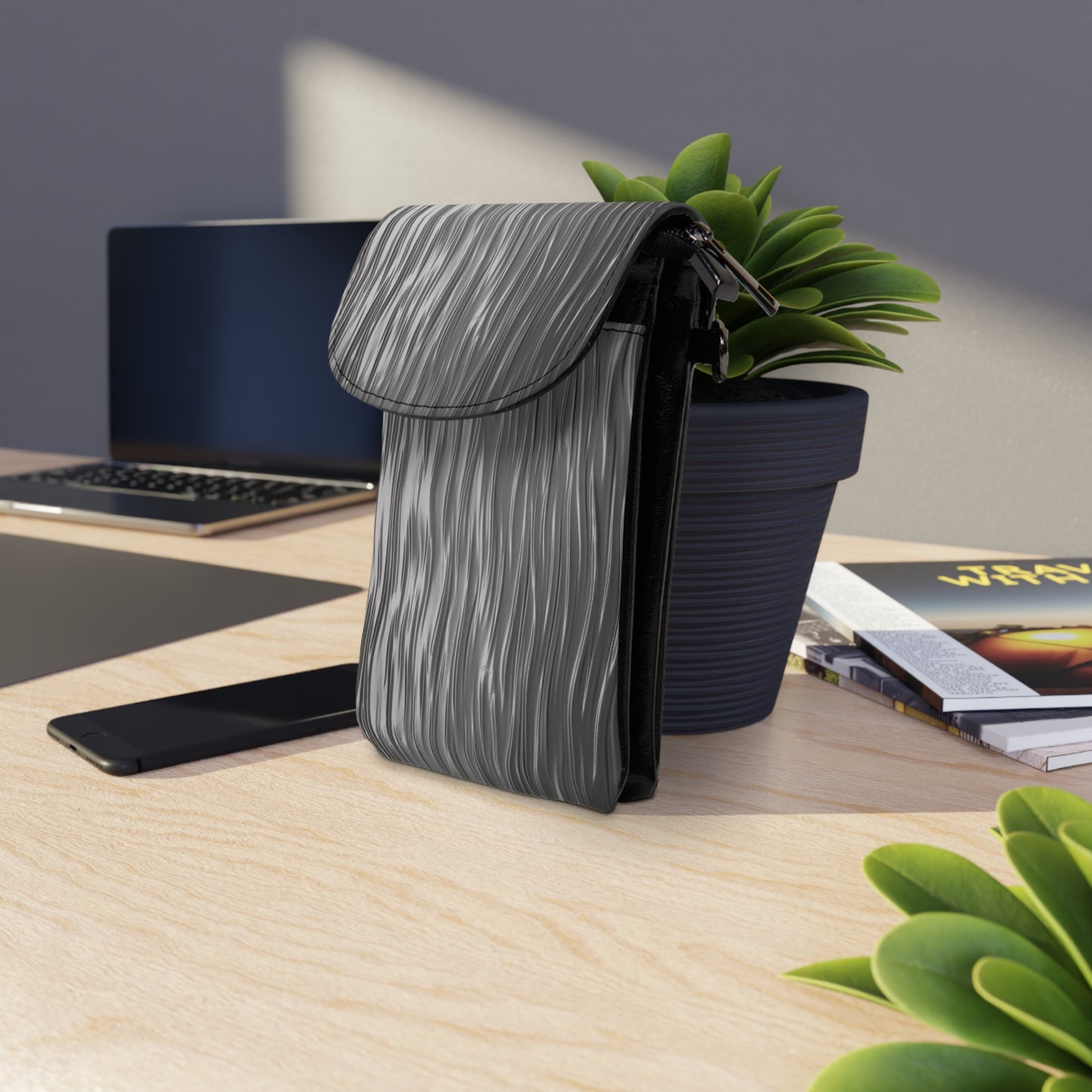 “Flow State” Crossbody Phone Purse – Grayscale River Edition