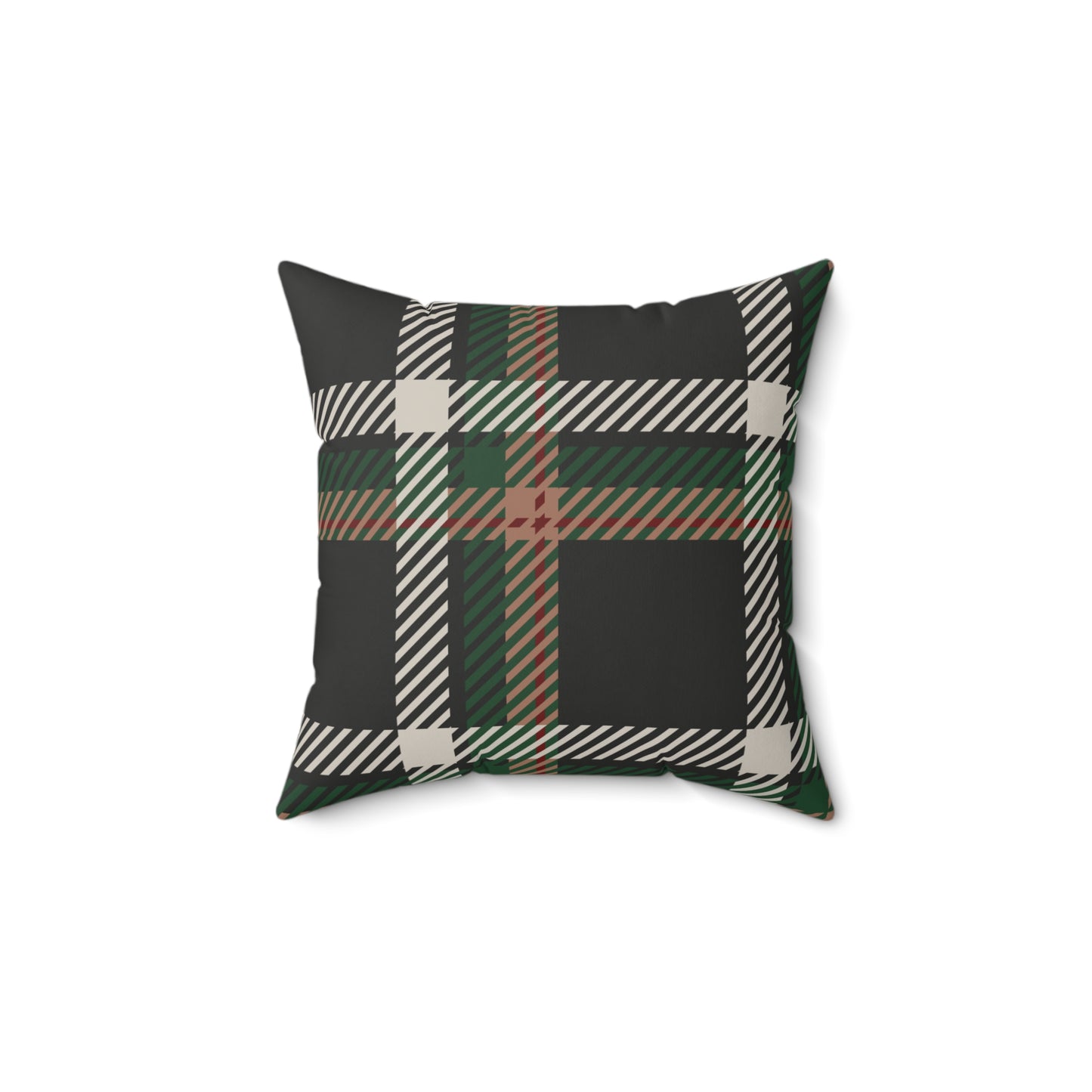 Faithful Tartan Cushion – Evergreen Front, Plaid Back | Faux Suede Accent Pillow