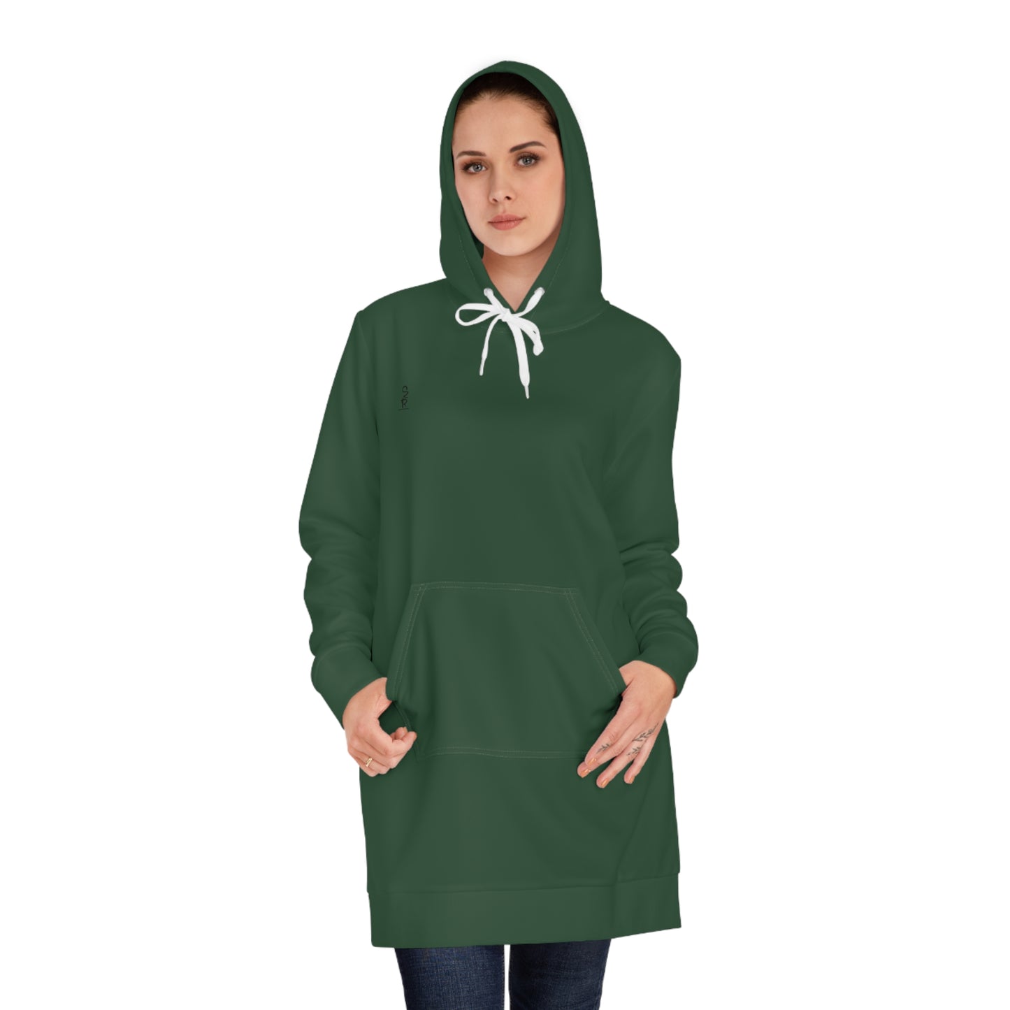 Whispers of Winter Solid Hoodie Dress – Forest Green