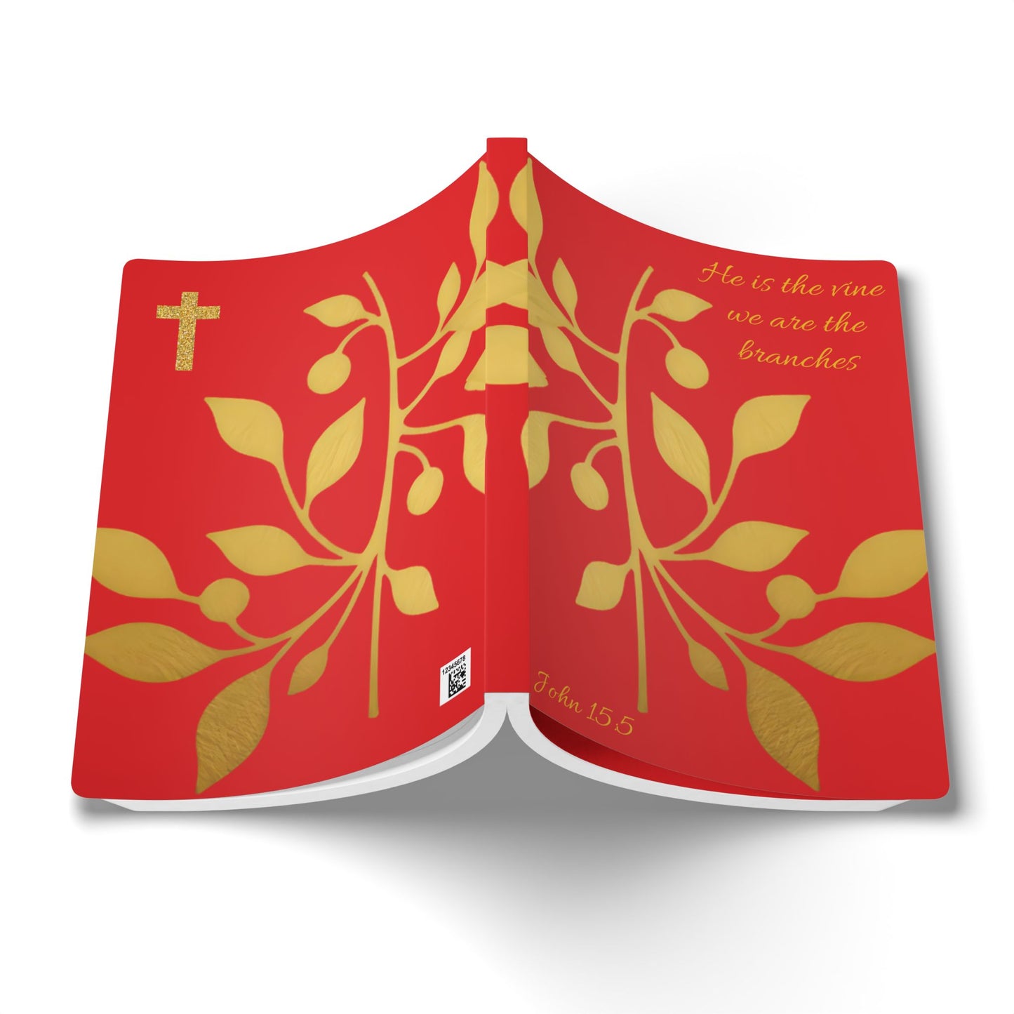 The Vine & The Branches – John 15:5 Journal (Red & Gold), Faith Journal, Prayer Journal, Christian Notebook, Gift for Women, Religious Journal