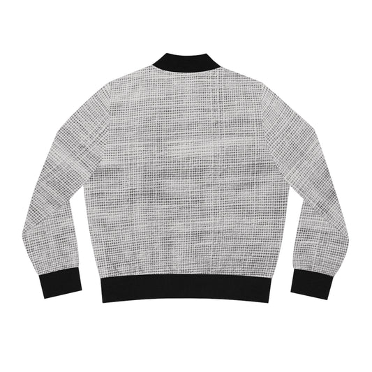 Grayscale Grid Women's Bomber Jacket, Trendy Outerwear, Fashion Layering, Casual Style, Gift for Her, Fall Fashion